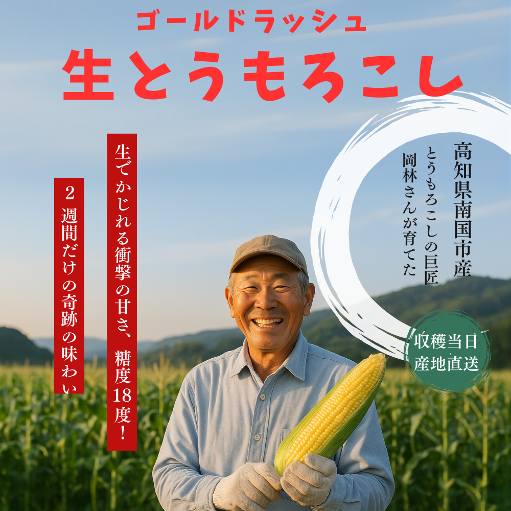 【6月上中旬発送予約】糖度18度 ゴールドラッシュ 生とうもろこし 約4,5kg (12~14本)