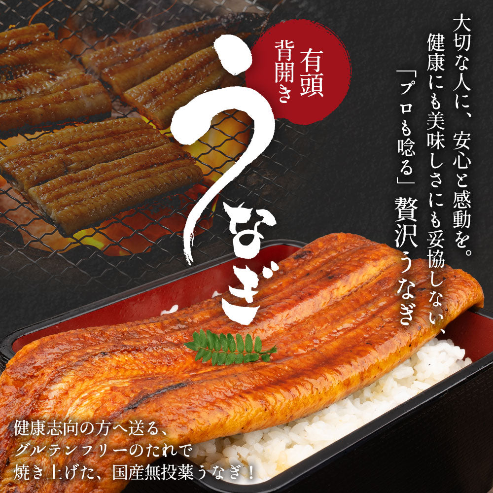 国産 無投薬うなぎ 超特大 蒲焼き グルテンフリーのたれ 約250g×3尾